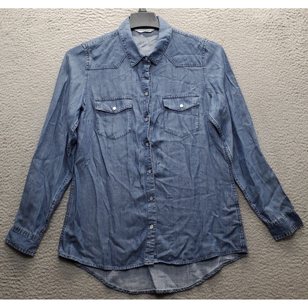 Great Northwest Indigo Western Shirt Womens M Blue Chambray Pearl Snap Front